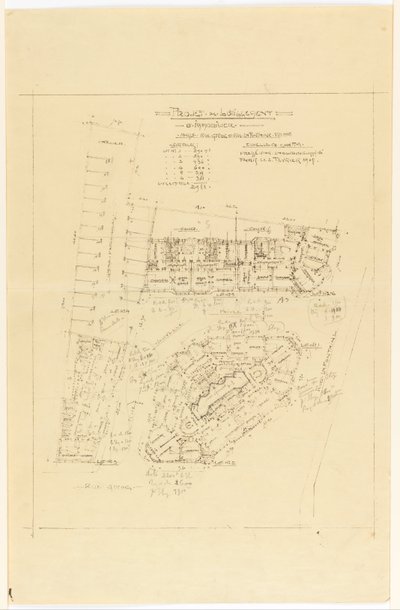 Plan, Project de Lotnement, rue Gros a rue de la Fontaine, Paříž od Hector Guimard