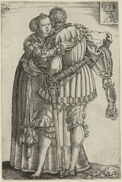 Couple Embracing, deska šest od The Large Wedding-Dancers od Heinrich Aldegrever