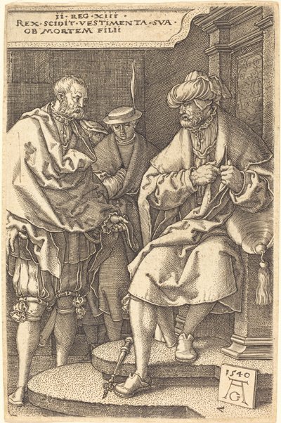 David svlékl svůj hábit při zprávě o smrti svého syna, 1540. od Heinrich Aldegrever