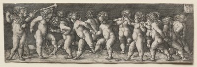 Patnáct nahých dětí tančí, 1535. od Heinrich Aldegrever