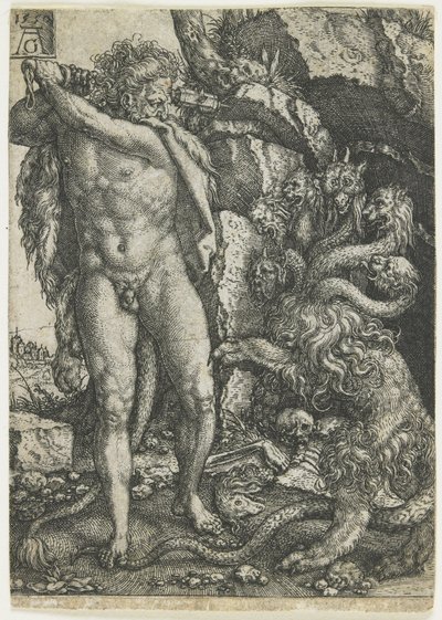 Herkules ničí lernajskou hydru, 1550 od Heinrich Aldegrever