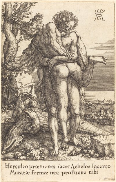 Herkules bojující s bohem řeky Achelous od Heinrich Aldegrever
