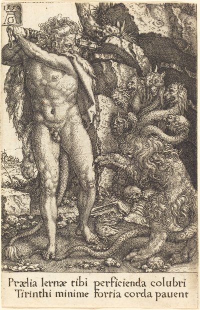 Herkules bojující s Hydra z Lernea, 1550. od Heinrich Aldegrever