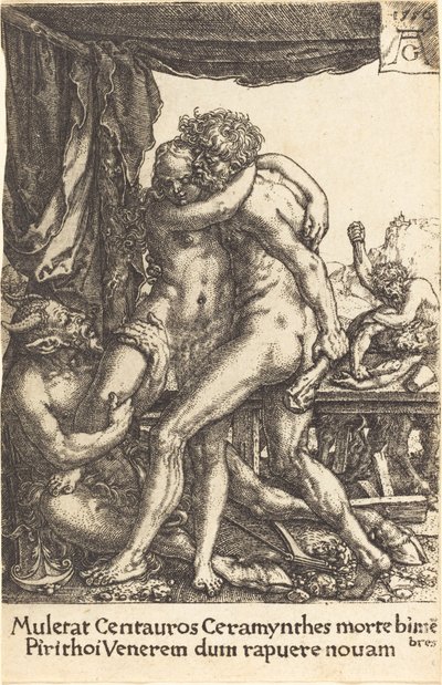 Hercules brání Kentaurům před znásilněním Hippodamie, 1550. od Heinrich Aldegrever