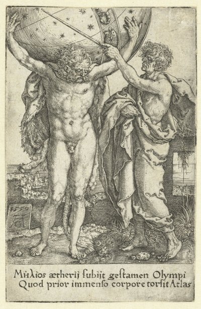 Herkules a Atlas Labors of Hercules (název série) od Heinrich Aldegrever