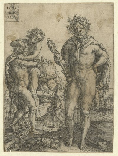 Herkules porazí Antaea Labors of Hercules (název série) od Heinrich Aldegrever