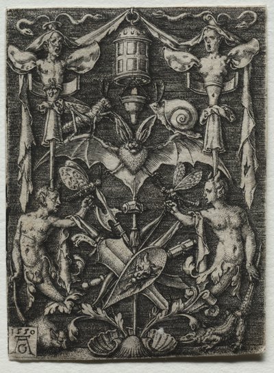 Ornament design s netopýrem uprostřed od Heinrich Aldegrever
