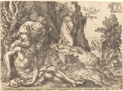 Milosrdný Samaritán sloužící poutníkovi, 1554. od Heinrich Aldegrever