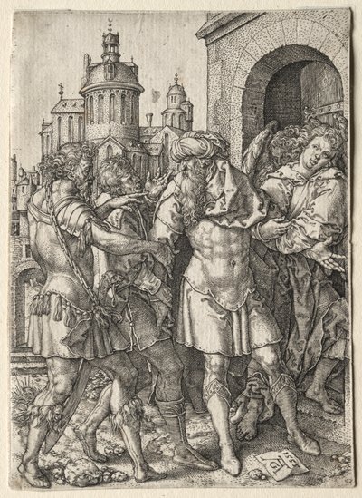 The Story of Lot: Lot Prevents Sodomites from Violence, 1555. od Heinrich Aldegrever