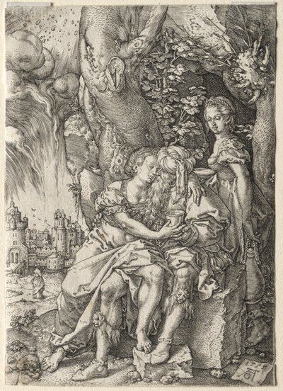 Příběh Lota: Lot se svými dcerami, 1555. od Heinrich Aldegrever