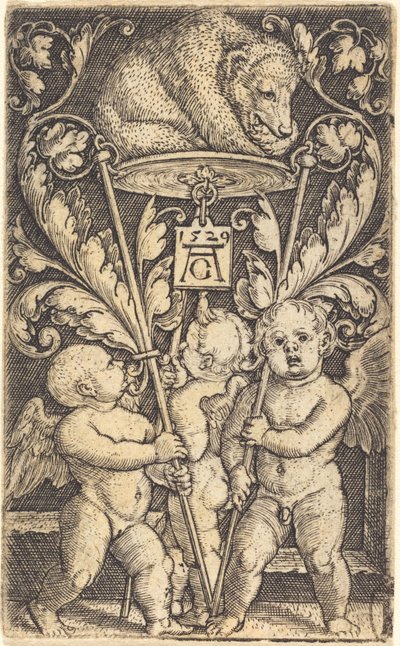 Tři amorové a medvěd, 1529. od Heinrich Aldegrever