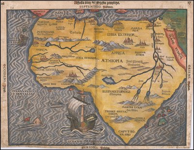 Mapa Afriky z roku 1592, Heinrich Bünting od Heinrich Bünting