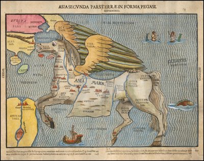 Ca. Obrazová mapa Heinricha Büntinga z roku 1581, na které je Asie zobrazena jako Pegas od Heinrich Bünting