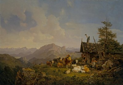 Krajina V Oberbayen S Pastevci A Jejich Dobytek Odpočívá U Chaty od Heinrich Burkel