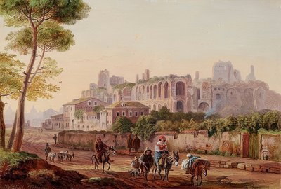 Římská pouliční scéna před Palatinem. 1832 od Heinrich Burkel