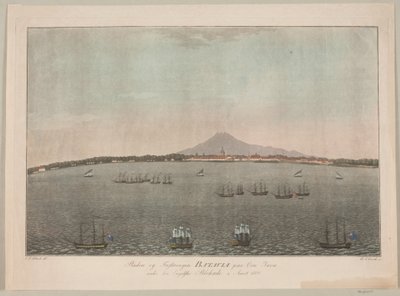 Město a pevnost Batavia na ostrově Jáva během anglické blokády v roce 1800 od Heinrich Grosch