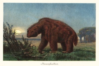 Megatherium americanum v měsíčním světle. od Heinrich Harder
