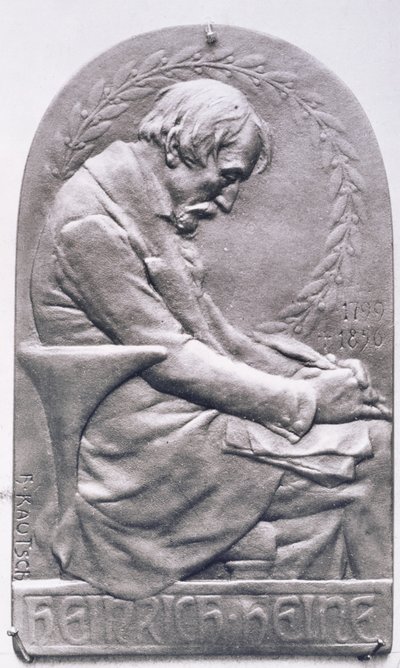 Portrétní medailon Heinricha Heineho (1797-1856) (bronz) (čb foto) od Heinrich Kautsch