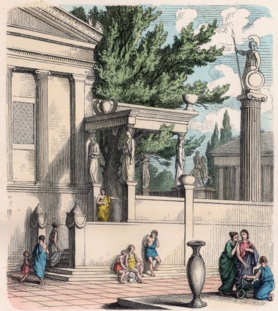 Starověké Řecko: Svatý olivovník na zámku (Acropolis) v Aténách od Heinrich Leutemann