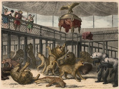 Starověký Řím: Porážka divokých zvířat v amfiteátru císařem, 1866 od Heinrich Leutemann