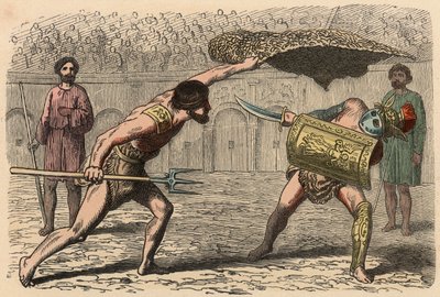 Starověký Řím: Gladiátor bojuje v amfiteátru od Heinrich Leutemann