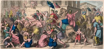 Starověký Řím: Průvod (Pompa) na hry v Cirkusu - průvod soutěžících směrem k aréně od Heinrich Leutemann