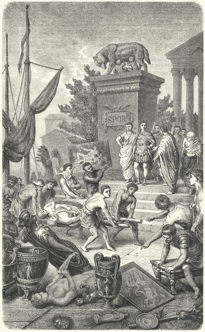 Příjezd starověkých řeckých uměleckých děl odvezených do Říma (rytina) od Heinrich Leutemann