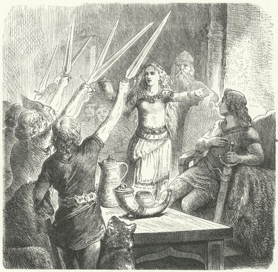 Baltové připíjejí dětem svého krále (rytina) od Heinrich Leutemann