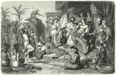 Dvorní scéna z jednoho z helénistických království, na které byla po jeho smrti rozdělena říše Alexandra Velikého (rytina) od Heinrich Leutemann