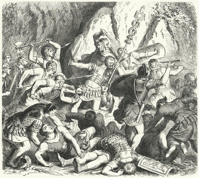 Pád římského rodu Fabia v bitvě u Cremera, 477 př.nl (rytina) od Heinrich Leutemann
