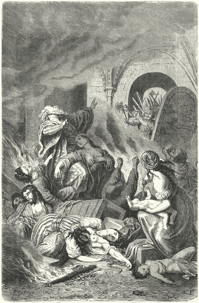 Masakr Židů v Yorku od Heinrich Leutemann