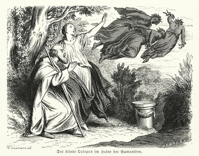 Oidipus a Antigona v háji Eumenidů (rytina) od Heinrich Leutemann
