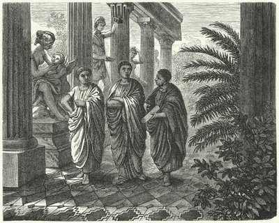 Římský císař Augustus, Gaius Maecenas a Virgil (rytina) od Heinrich Leutemann
