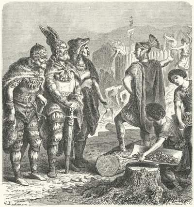 Římský generál Stilicho vyjednávání s Góty, c400 (rytina) od Heinrich Leutemann