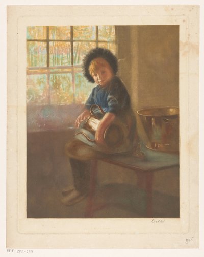 Dívka, která leští měděný hrnec od Heinrich M. Krabbé (signed by artist)
