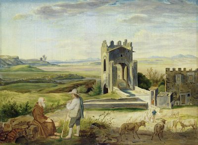 Krajina Campagna poblíž mostu Nomentano (olej na papíře položený na kartonu) od Heinrich Maria von Hess