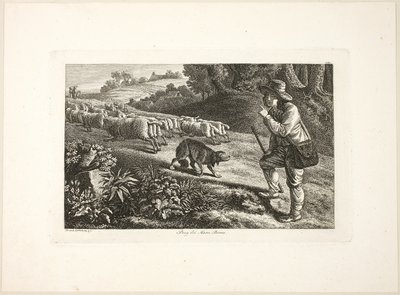 Arcadian Shepherd Boy a jeho stádo ovcí od Heinrich Reinhold