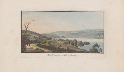 Pohled na Lüscherz na Bielersee Luschertz, poblíž Lac de Bienne (název na objektu) Krajiny ve Švýcarsku (název série) Sbírka některých pohledů ve Švýcarsku (název série) od Heinrich Rieter