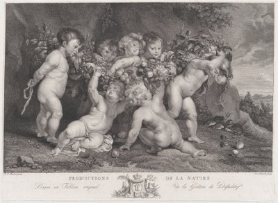 Sedm putti nesoucích věnec z ovoce, ca. 1780-87. od Heinrich Schmitz