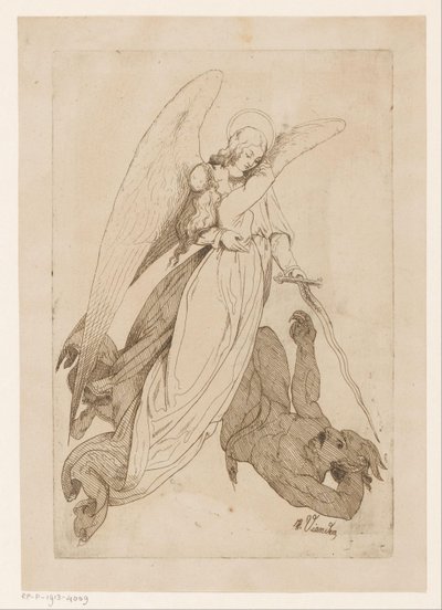 Angel zvedne světici a porazí démona od Heinrich Vianden