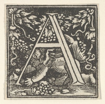 Počáteční písmeno A s putto, ca. 1538. od Heinrich Vogtherr