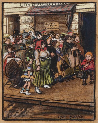 Fronta na brambory, 1916. od Heinrich Zille
