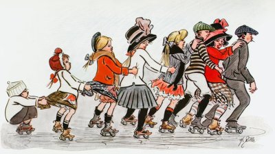 Kolečkový bruslařský klub kolem Alex od Heinrich Zille