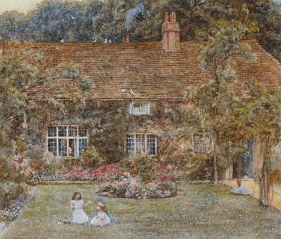 Venkovský dům (akvarel se škrábáním) od Helen Allingham