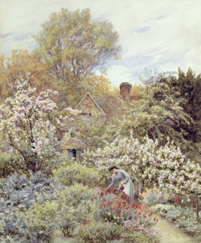 Jarní zahrada (akvarel na papíře) od Helen Allingham