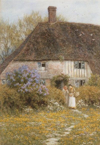 A Kentish Cottage (akvarel s škrábáním) od Helen Allingham