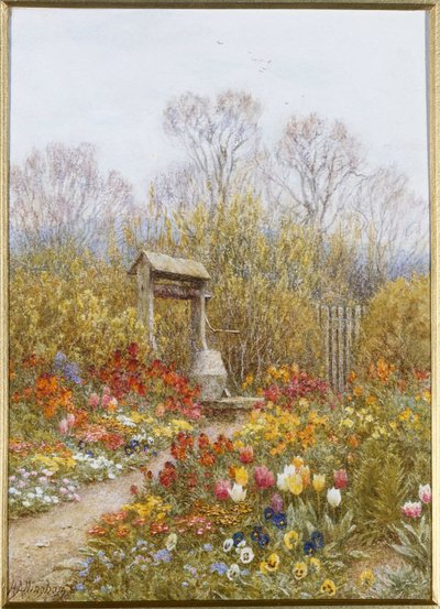 Stará studna, potok, Surrey (akvarel) od Helen Allingham