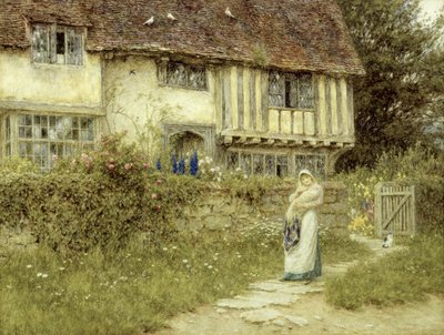 Vedle farmy Old Church Gate, Smarden, Kent (akvarel na papíře) od Helen Allingham