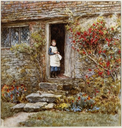 Corcorus Japonica (akvarel s škrábáním) od Helen Allingham