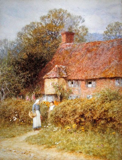 Chata ve Witley, Surrey (akvarel na papíře) od Helen Allingham